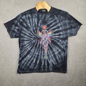 MBM Shirt Mens 2XL Black Tie Dye Angel Caduceus Sun Moon Psychedelic Tee